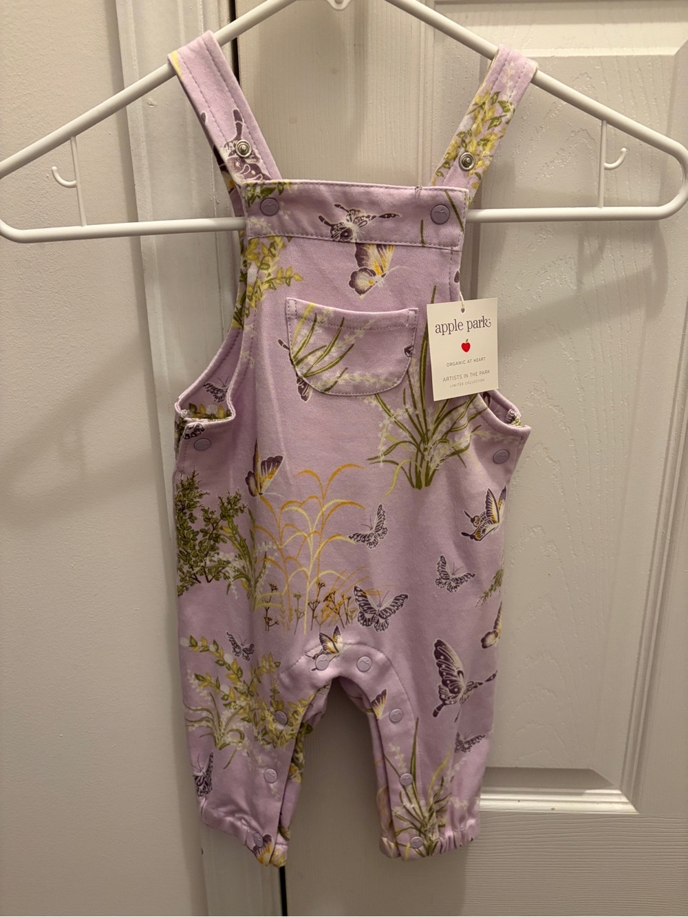 Apple Park Lavender Butterfly Overalls for Kids